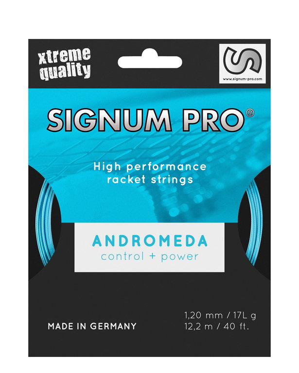 Signum Pro Tennissaite Andromeda (Haltbarkeit+Kontrolle/Power) blau 12m Set